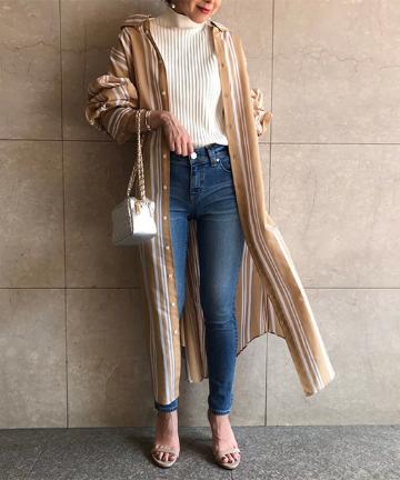 【Awfully】トリアセストライプパフワンピース