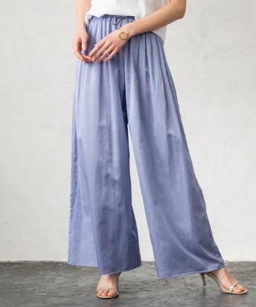 ライトサテンワイドパンツ