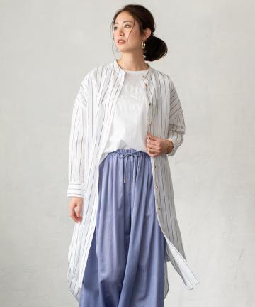 ノーカラービッグシャツワンピ