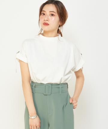 Dカン付きTシャツ/プチハイネックロールアップカットソー