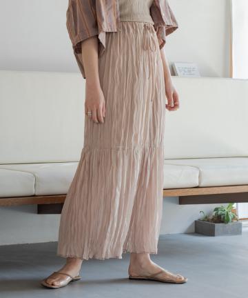 ワッシャーシフォン無地スカート