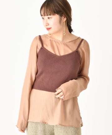 EC シアーブラウス×ニットキャミセット