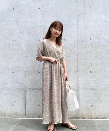半袖シフォン楊柳カシュワンピース