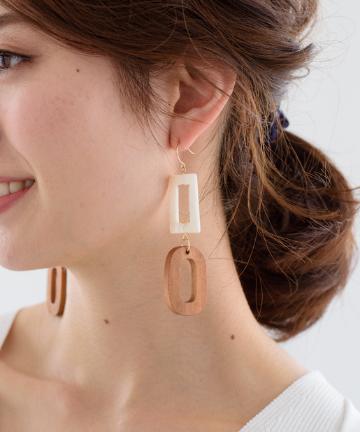 ウッドコンビピアス