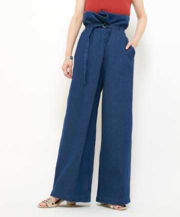 ラップデザインワイドデニムパンツ