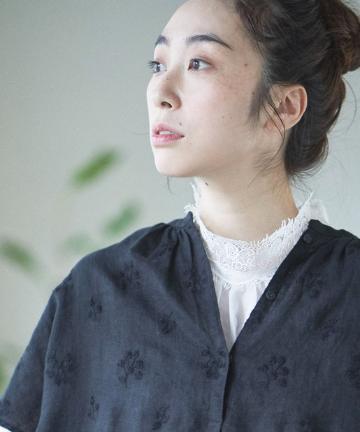 小花刺繍スキッパーワンピース