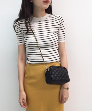 ボーダーリブニット