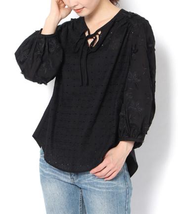 【Awfully】綿レースコンビブラウス