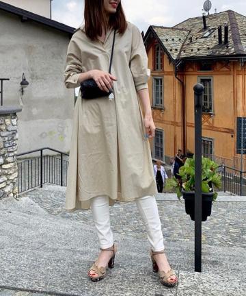 スキッパーシャツワンピース