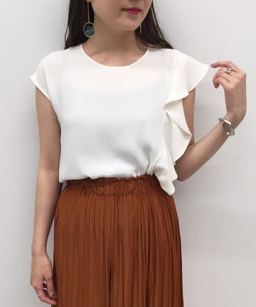 アシメフリルブラウス