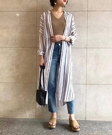 ストライプロングシャツ