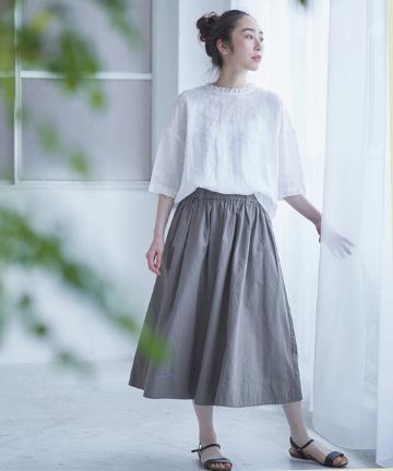 綿麻ツイルギャザースカート