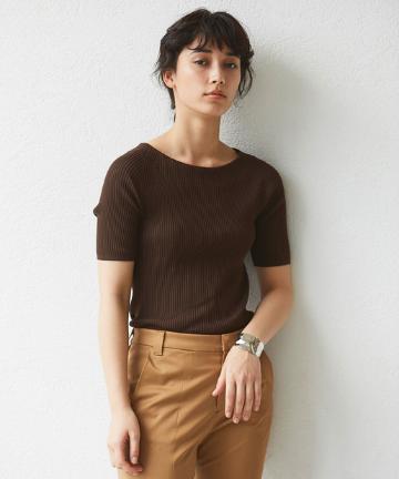 リブボート半袖ニット