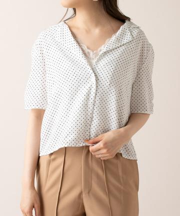 [m line］M ピンドット開衿シャツ