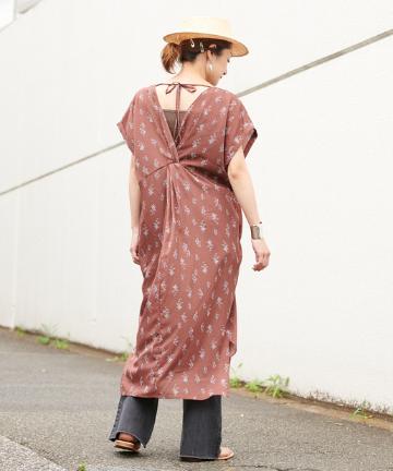 バックリボンプリント2WAYシャツワンピース