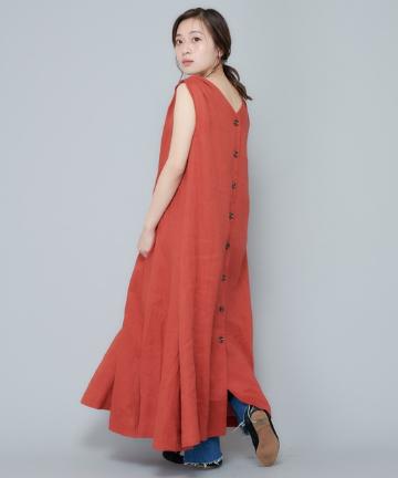前後2wayリネンタックロングワンピース