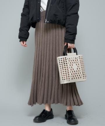 ニットプリーツロングスカート