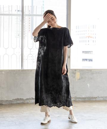 つた花刺繍ロングワンピース
