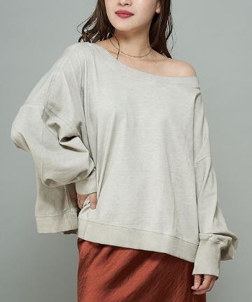 加工染めショート丈ワンショルダースウェット