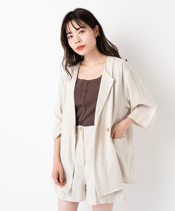 リネン七分袖BIGジャケット