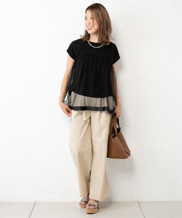 チュールレイヤードTシャツ