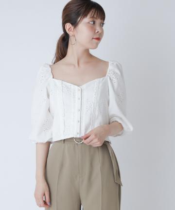 エンブロイダリーレーススクエアシャツ