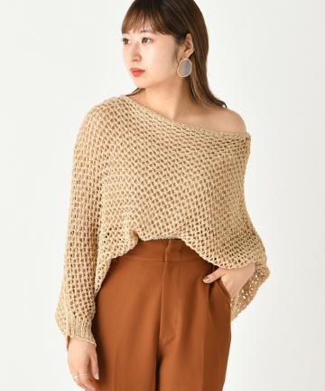 透かしニットプルオーバー