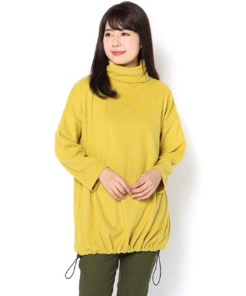 起毛テレコタートルネックスピンドル付長袖チュニック