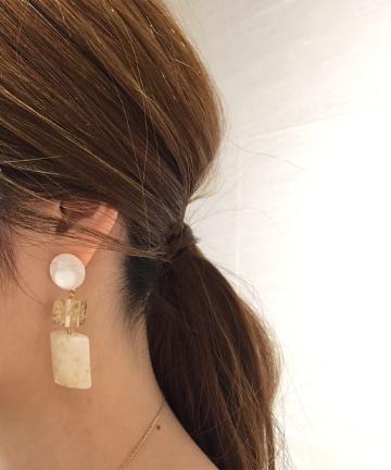 【ZHUU】ホワイトキューブピアス