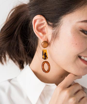 【ZHUU】べっ甲コンビピアス