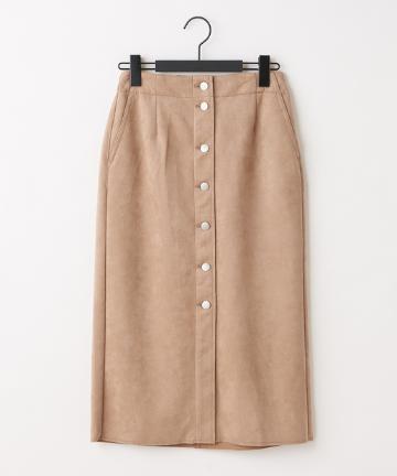 スエードポンチフロントボタンナロースカート