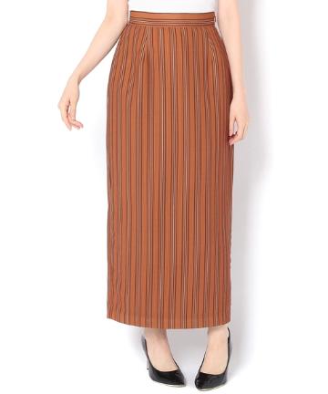 ランダムプリントストライプ後ろスリットスカート