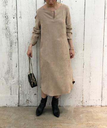 フェイクスエードワンピース