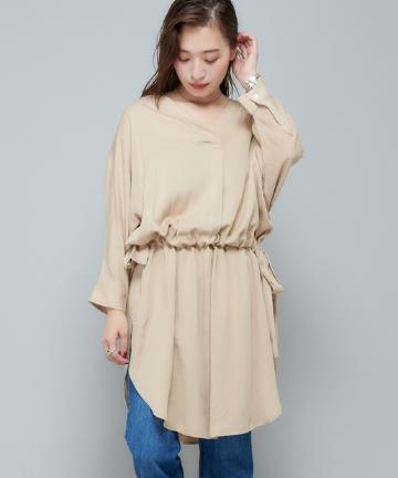 サイドリボンビッグシルエットチュニックシャツ