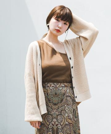 ＜ONLINE＞ワッフルニットカーディガン