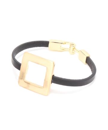 スクエアモチーフレザーバングル