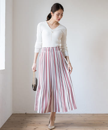 マルチストライププリーツスカート