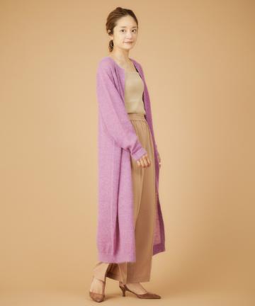モヘア混シースルーロングカーディガン