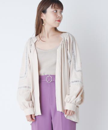 スクエアーレース袖ブラウス