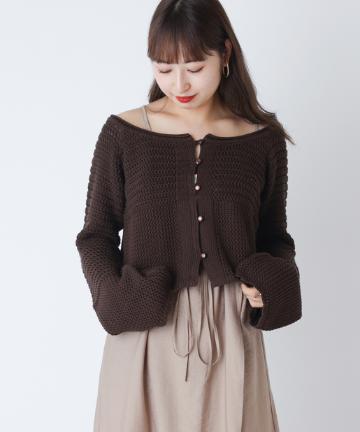かぎ針袖フレアカーディガン