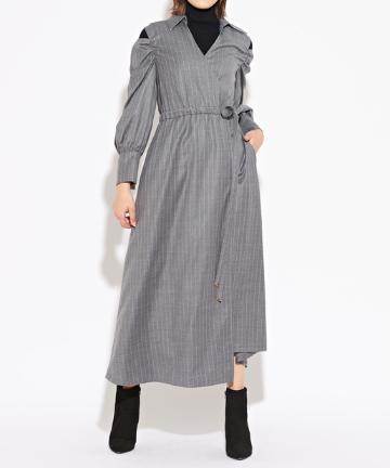 【Awfully】ピンストライプオフワンピース