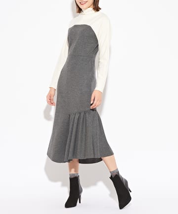 【Awfully】WOOLカットバイカラーワンピース