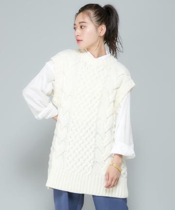 アラン編みビッグシルエットベスト