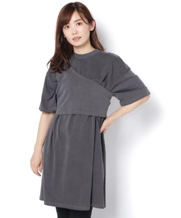 ピグメント半袖チュニック+ワンショルダービスチェセット