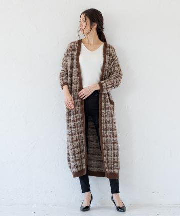 ツイードニットカーデ