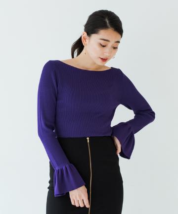 袖フリルニット