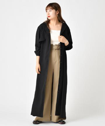 バックプリーツトレンチワンピース