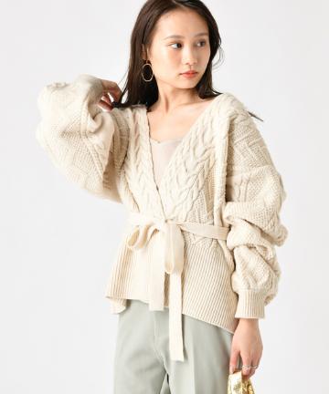 ケーブルカシュクールカーディガン