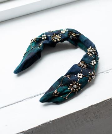 【NAMJOSH】グリーンデコラティブヘアバンド