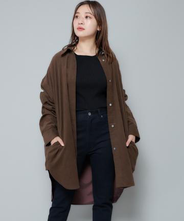 異素材ミックスビッグシルエットシャツ